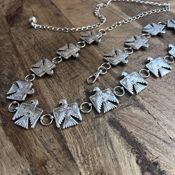 Vintage Silver Eagle Concho Chain Belt – Western Boho Statement Piece new - Picture 4 of 5